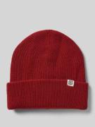 Beanie van wol met labelpatch