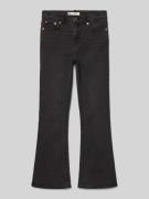 Flared fit jeans van katoenmix met studs