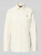 Slim fit overhemdblouse van corduroy met labelstitching