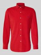 Regular fit vrijetijdsoverhemd met logostitching, model 'CORDUROY'