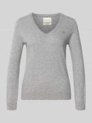 Gebreide pullover van lamswolmix met V-hals