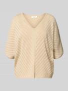 Gebreid shirt van effectgaren met V-hals