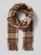 Sjaal van wol met labelstitching en franjes