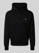 Hoodie met labelstitching en kangoeroezak