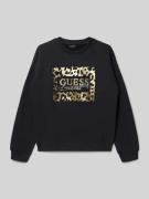 Sweatshirt met labelprint en ronde hals