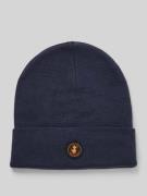 Muts in gebreide look met logo-applicatie, model 'Lou'