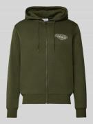 Sweatjack met capuchon en labelprint, model 'MAKOTO'