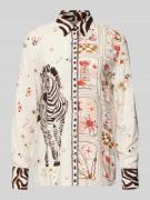 Regular fit overhemdblouse van pure viscose met dierenprint
