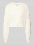 Loose fit cardigan van ajourtricot met kralen als knopen