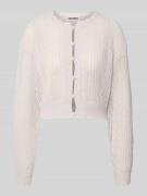 Loose fit cardigan van ajourtricot met kralen als knopen