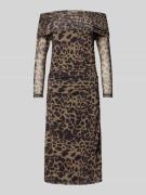 Slim fit midi-jurk met all-over dierenprint, model 'Parda'