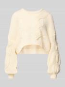 Korte gebreide pullover met ribboorden, model 'LOES'