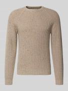 Regular fit gebreide pullover van katoenmix met wol, model 'LITUS'