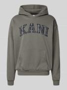 Hoodie met labelstitching en kangoeroezak