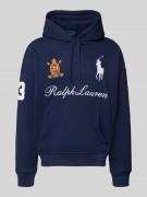 Hoodie met labelstitchings en kangoeroezak