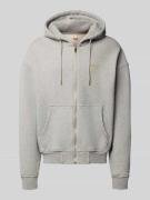 Sweatjack met labelstitching en kangoeroezak