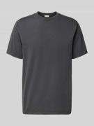 T-shirt met geribde ronde hals