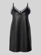 Regular fit mini-jurk met kant in leerlook