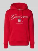 Hoodie met labelstitching en kangoeroezak
