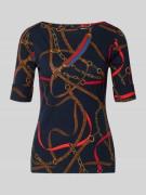 Slim fit T-shirt met all-over print, model 'JUDY'