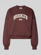 Sweatshirt met labelprint en ronde hals