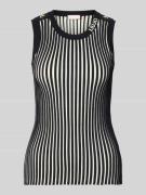 Tricottop van viscosemix met sierknopen