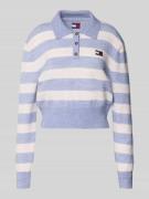 Kort gebreid poloshirt met alpacawol, model 'TJW FLUFFY POLO SWEATER'