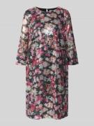 Knielange jurk met all-over motief en pailletten