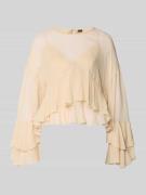 Slim fit blouse met lange mouwen van pure viscose, model 'BLEJA'