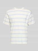 T-shirt met geribde ronde hals