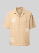 Regular fit linnen overhemd met motiefstitching, model 'CAIDENLY'