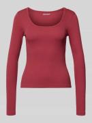 Slim fit shirt met lange mouwen en diepe ronde hals