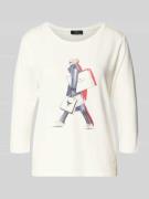 Regular fit shirt met lange mouwen van viscosemix met siersteentjes