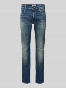 Slim fit jeans van katoenmix in destroyed-look
