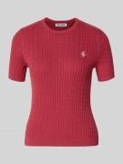 Pullover met korte mouwen, kabelpatroon en ronde hals