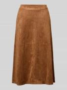 Regular fit midirok in wildleerlook, model 'Duva'