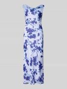 Midi-jurk van chiffon met cascadehals