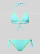 Bikini met stitchings en vetersluiting