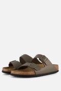 Birkenstock Arizona Slippers grijs Leer
