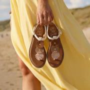 Oh My Sandals Sandalen Bloemen beige Leer