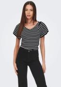 Only Trui met korte mouwen ONLLEELO STRIPE SS BACK V-NECK KNT NOOS