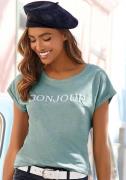 NU 20% KORTING: Vivance T-shirt met modieuze frontprint 'bonjour'