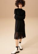 NU 20% KORTING: Aniston CASUAL Gebreide jurk met chiffon-volant