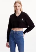 NU 20% KORTING: Calvin Klein Gebreide trui CROPPED V-NECK SWEATER