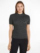 Calvin Klein Shirt met staande kraag AOP RIB TEE met een logo-opschrif...