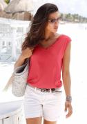 NU 20% KORTING: s.Oliver RED LABEL Beachwear T-shirt met sierbandjes b...