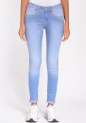 GANG Skinny fit jeans 94Nele met stretch en driehoekige inzetstukken a...