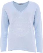 Zwillingsherz Sweatshirt V-halslijn in Used-look licht gerafeld