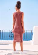 Lascana Midi-jurk van geribde stof, nauwsluitende pasvorm, zomerjurk, ...