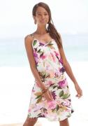 Beachtime Jerseyjurk met bloemenprint en subtiele plooien, zomerjurk, ...